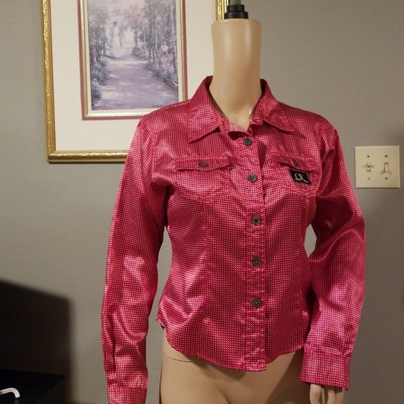 CALVIN KLEIN BUTTON DOWN BLOUSE - Picture 2 of 8